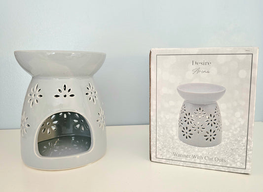Grey Floral Cut-Out Tealight Burner