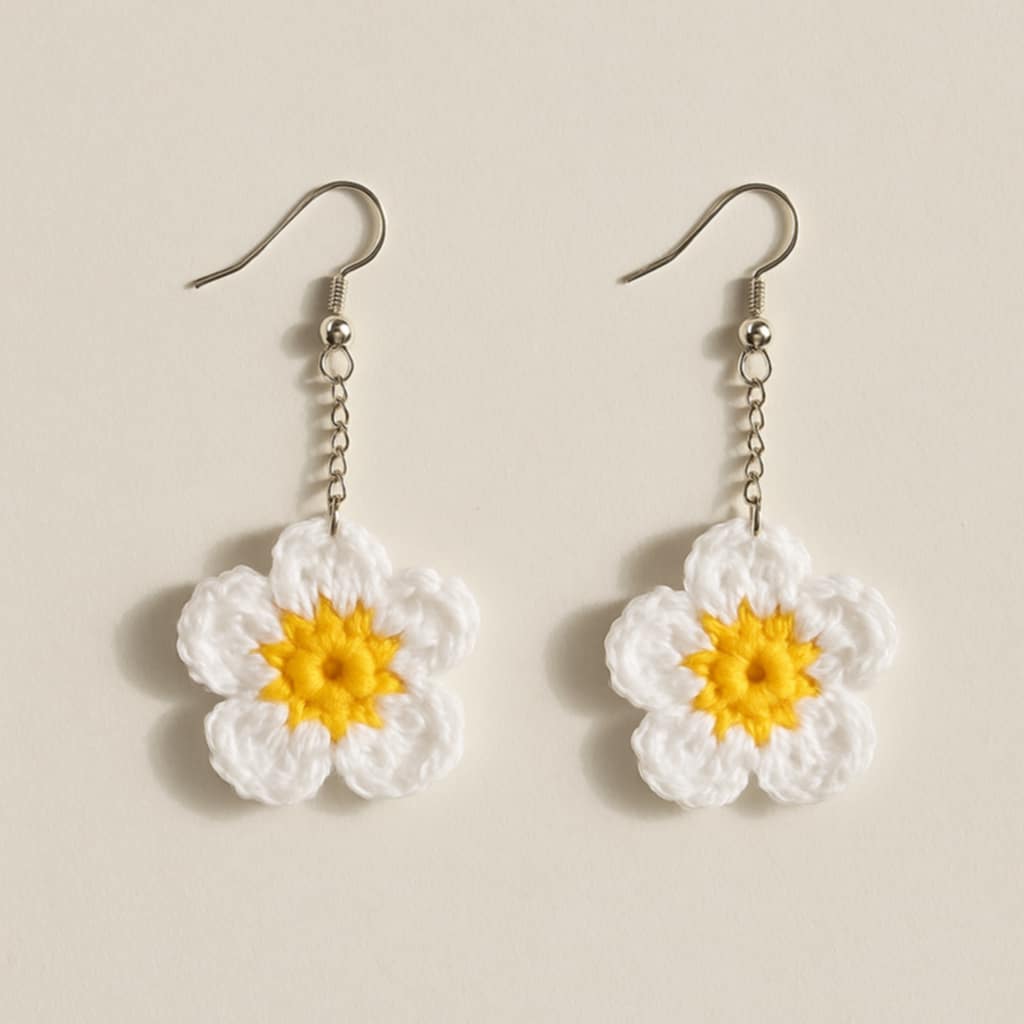 Crochet Daisy Earrings