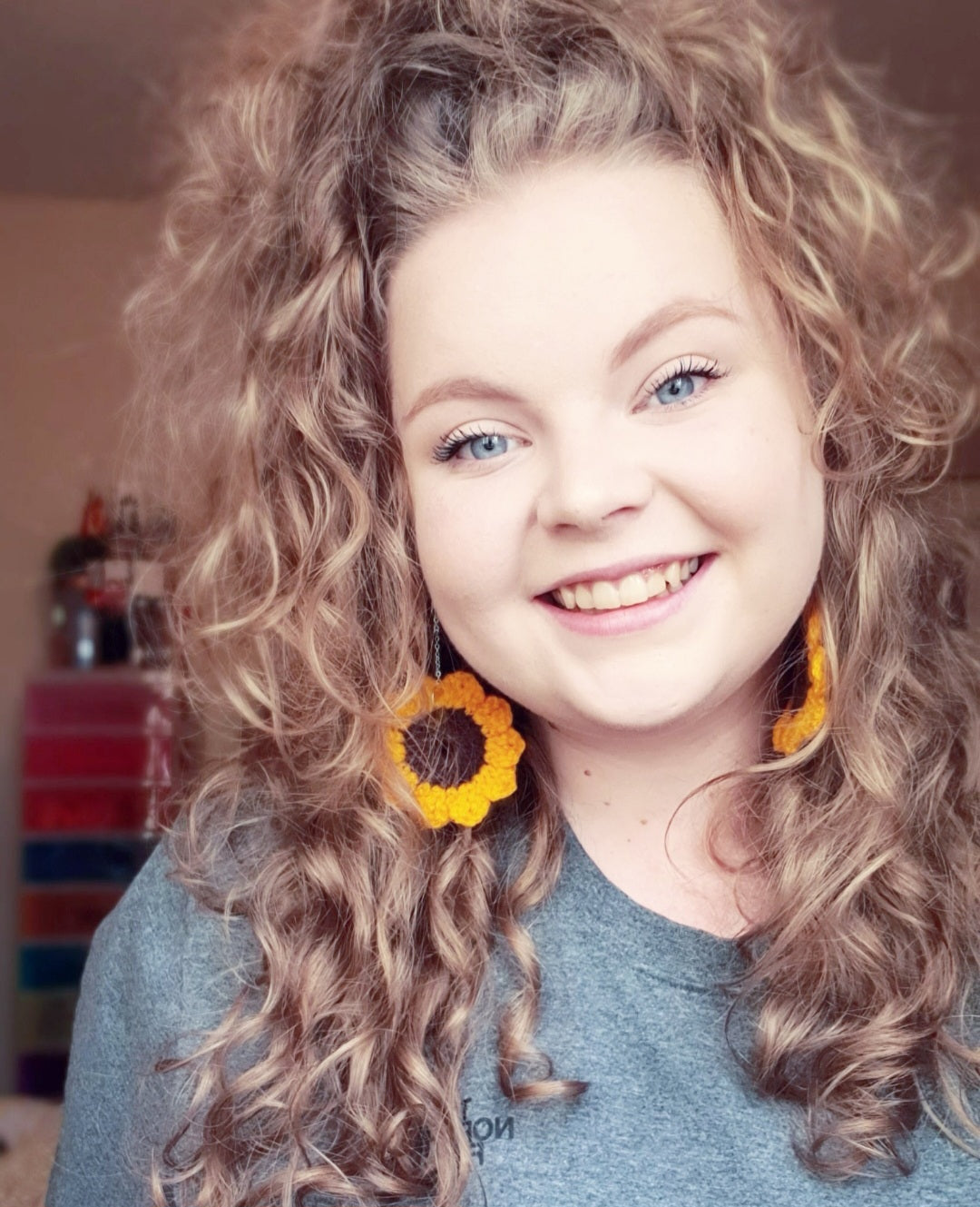 Large Crochet Sunflower Earrings
